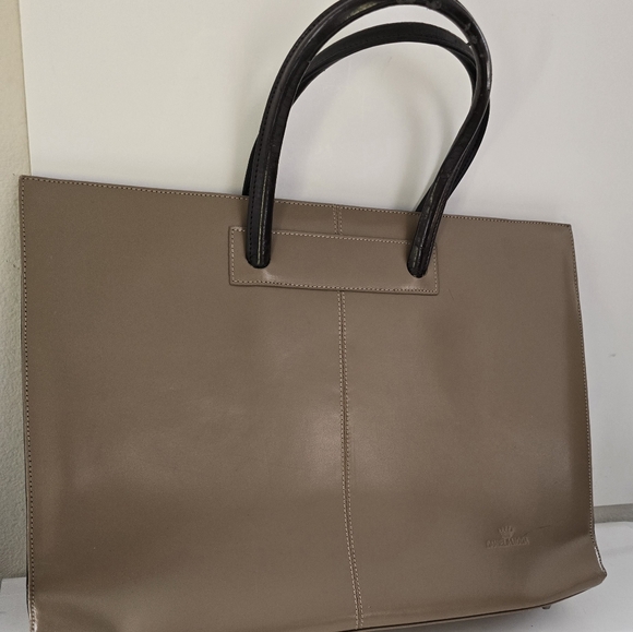 Amoda Vera Pelle leather briefcase/ laptop bag tan 16 in. x 11 in. see pics - Picture 1 of 8